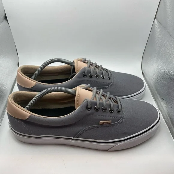 Vans off the wall grey canvas tan leather men’s low sneakers size 11.5 - Picture 2 of 9